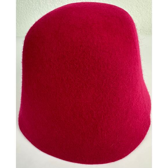 Anthropologie Mod 100% Wool Felt Bucket Hat Vintage Era Pink - Picture 1 of 5